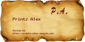 Printz Alex névjegykártya